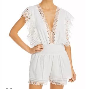 $120 Peixoto Raja Romper white crochet detail chic S